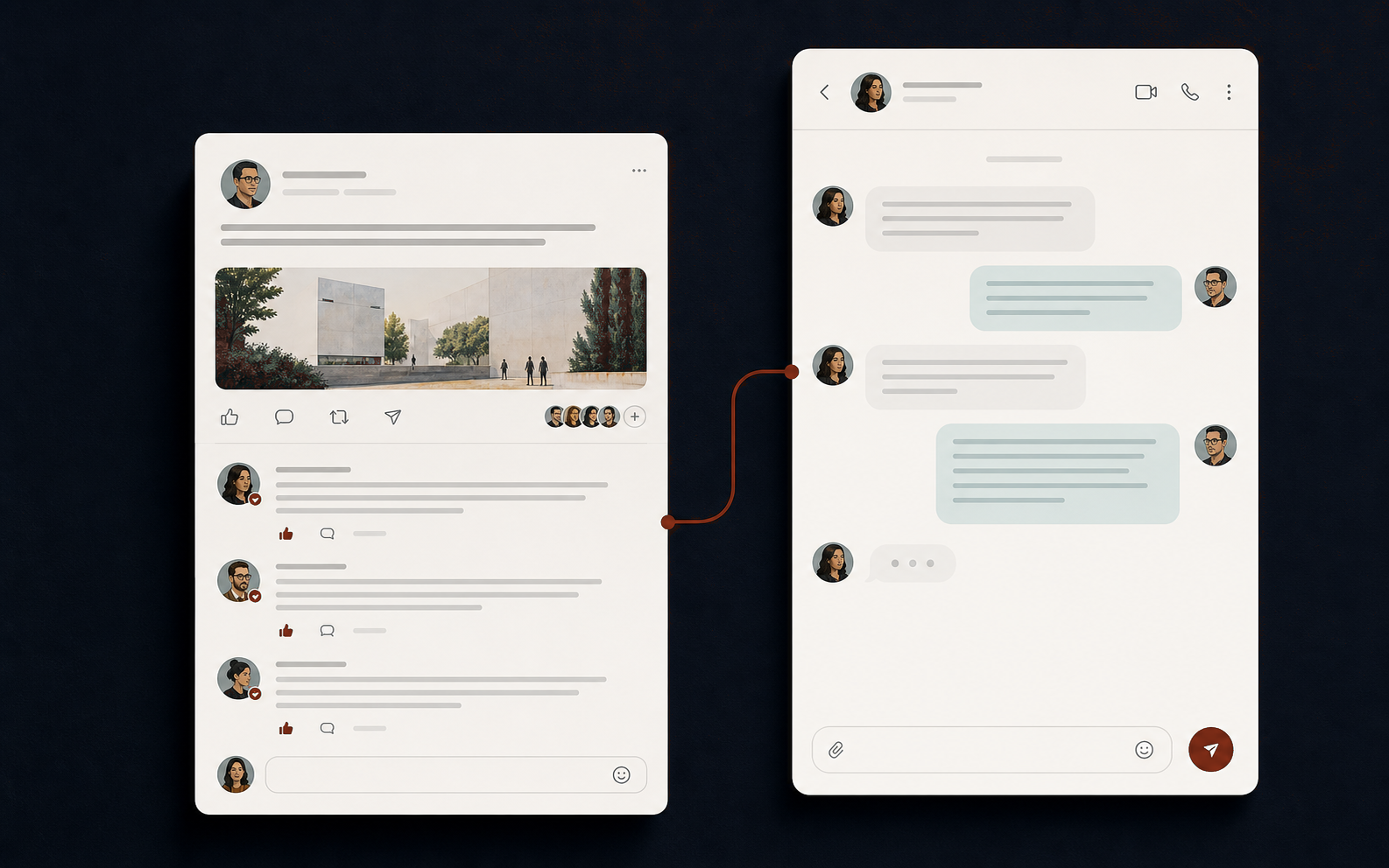 Public professional engagement progressing into a private buyer conversation